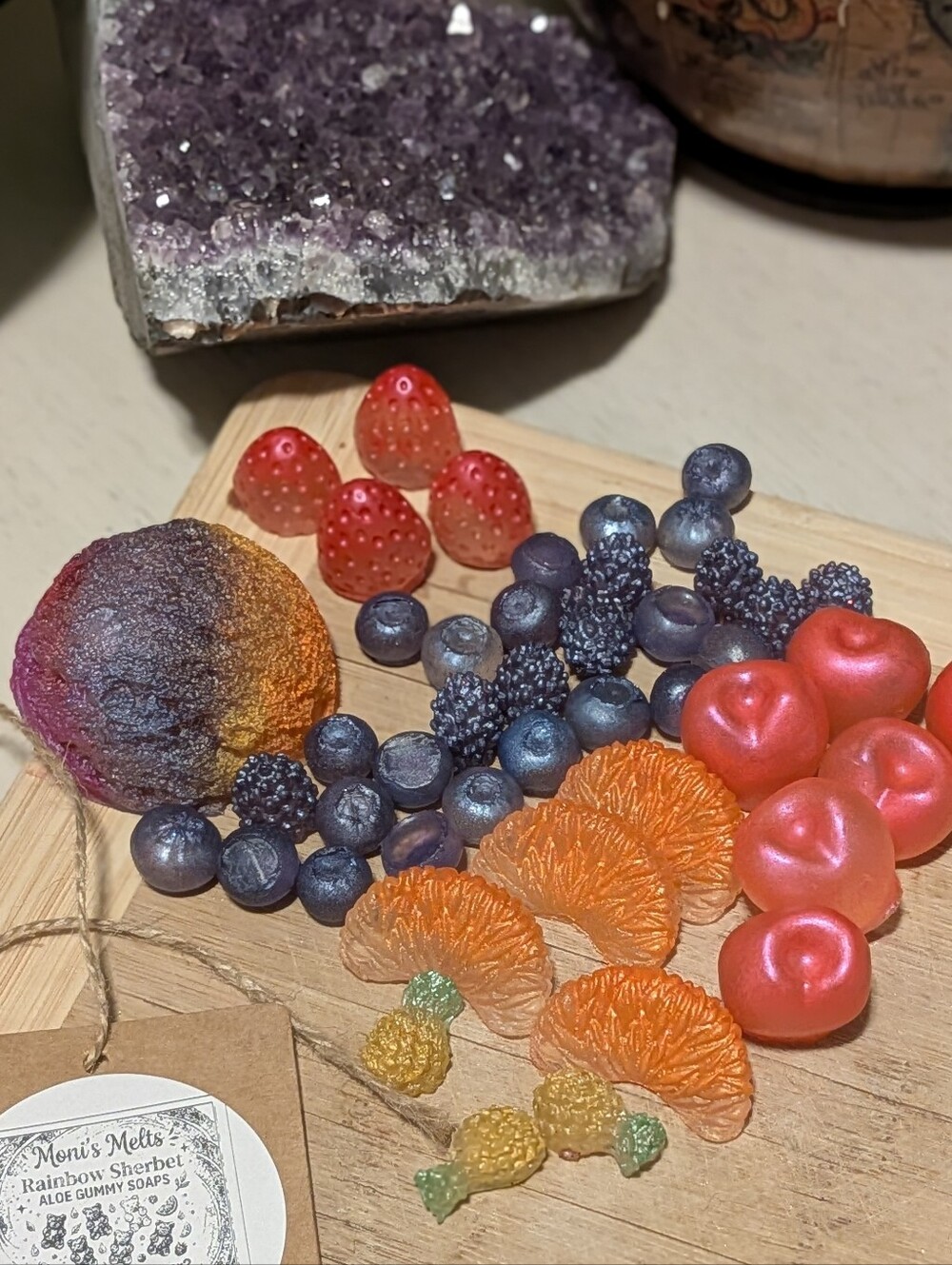 ​🍧 Handcrafted Rainbow Sherbet Aloe Gummy & Snowcone Soap Set